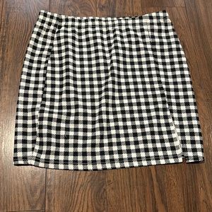 plaid black and white mini skirt.